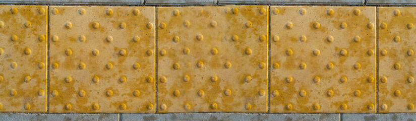 Tactile Paving on Tiles Pathway for Blind Handicap, Safety Sidewalk for Disability People, Relief...