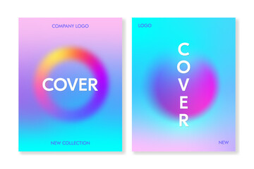 Set of cover templates with blurred gradient circles. For brochures, booklets, banners, branding, posters, social media and other projects. Just add your text.