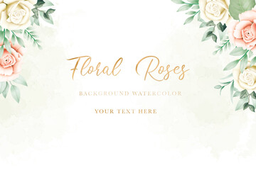 Beautiful Floral Roses Background Watercolor 