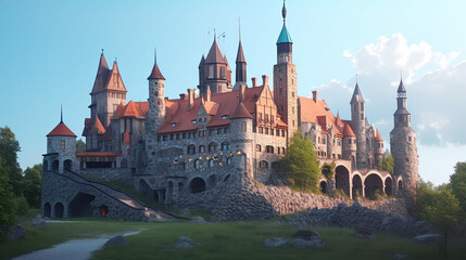 illustration of a castle. Generative AI image.