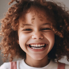 Happy kid smiling and laughing. Concept for World Childrens Day, Smile Day, Give Kids A Smile Day, World Laughter Day, National Lets Laugh Day. Generative AI - 586747023