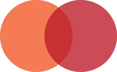 2 red and orange color circles background with overlap layer. For wallpaper, cover, banner, poster and placard. Abstract flat background for business card and flyer template, vector illustration 