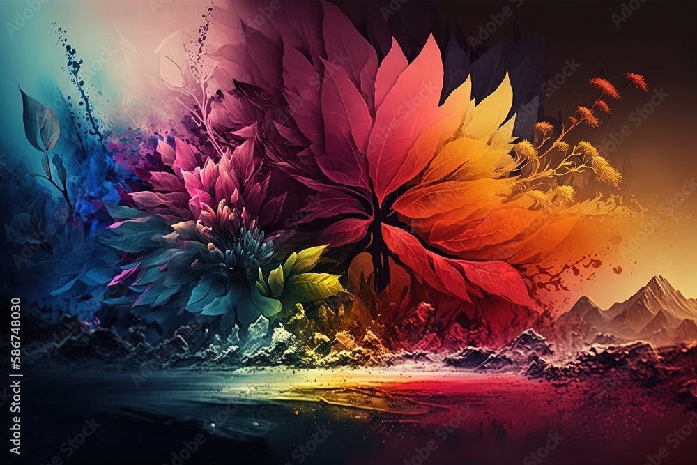 Aufkleber edenic euphoria through flickering palette of colors generative ai