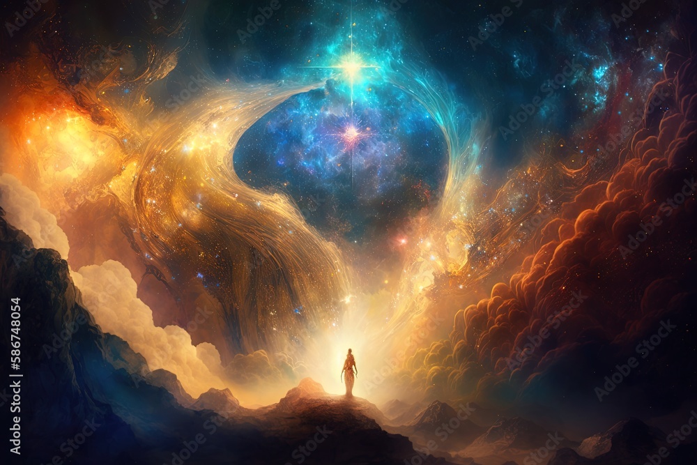 Poster embracing your inner light: gazing upon celestial splendor generative ai