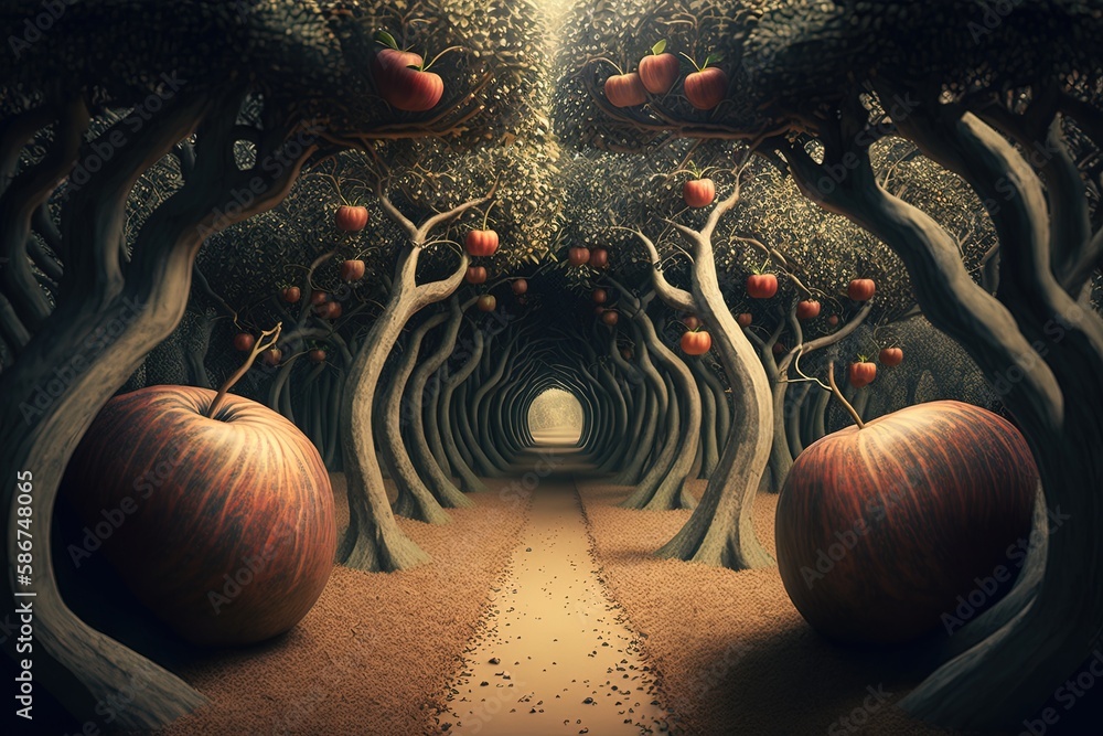 Poster enchanted orchards and illusory wonders generative ai