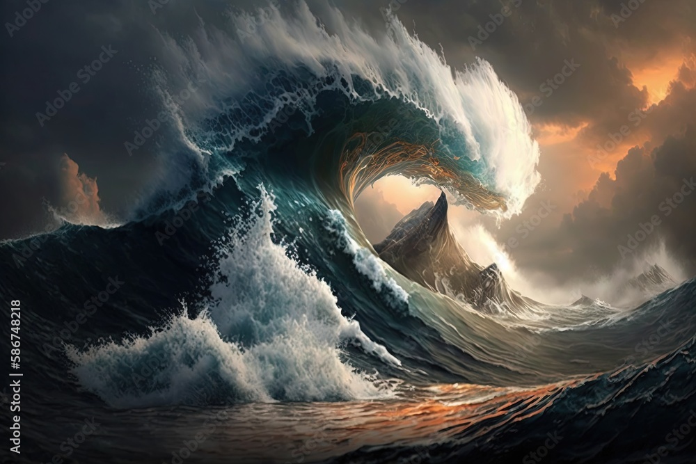 Poster furious seas bending to even greater force from above generative ai