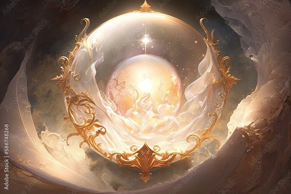 Aufkleber heavenly glow - a magical realm of fragile perfection unlocked by gems generative ai