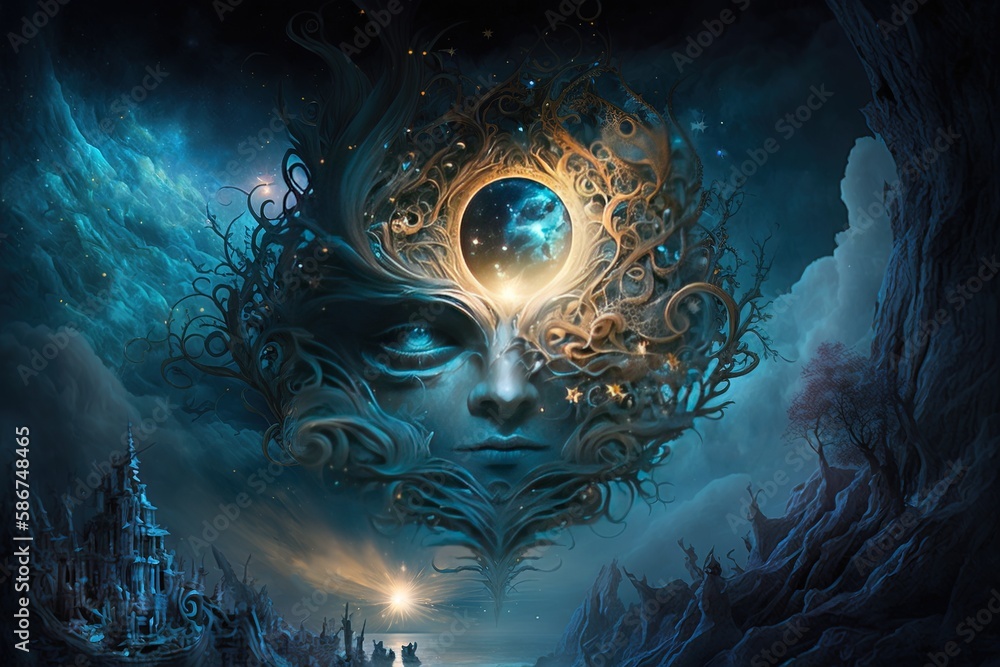 Poster celestial luminescence beyond dreams of mortals generative ai