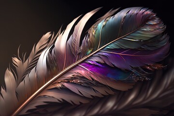 Mystic Majesty, Captured at its Finest Quality: A Close-Up View Of A Fantasy Feather Generative AI