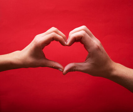 Hands making sign Heart isolated. Beautiful hands with copy space. Love concept on Valentine day