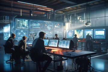 Project manager and computer science engineer engage in stimulating discussions utilizing a large-screen display for enhanced productivity