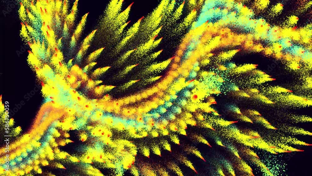 Poster magic particles form beatuful trails. spiral structure. 3d render abstract colorful explosion with l