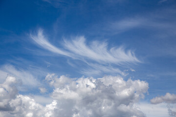 Blue sky with cloud style brush painting and blue sky background
