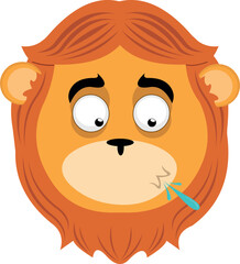 vector illustration face of a cartoon lion spitting