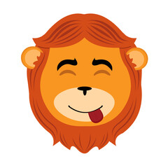 vector illustration face of a cartoon lion with a yummy expression how delicious