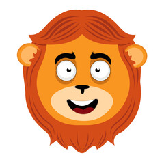 vector illustration face of a cartoon lion with a cheerful expression
