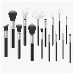 Makeup brush vector mockups of beauty cosmetics design.