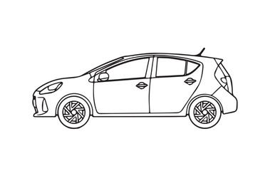 Naklejka premium sketch. vector simple illustration. machine design. icon. line. black. car model. transport