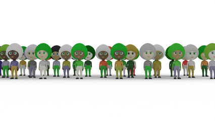 group of 3d people colourful