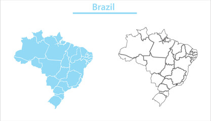 Brazil map illustration vector detailed Brazil map with all state names	