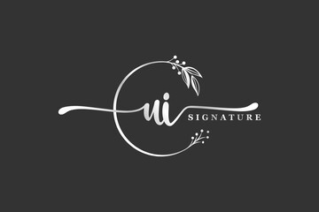 luxury signature initial ui logo design isolated leaf and flower