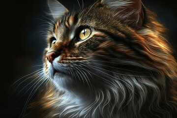 Portrait of a cute cat close up, Generative AI