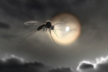 Mosquito on a summer night. Ai generated.