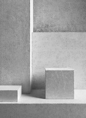 Concrete pedestal. Minimal empty podium product presentation or decoration. 3d illustration