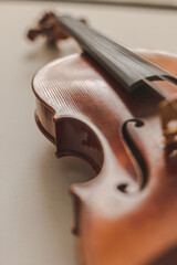 Up Close Detail of Beautiful Classical, Celtic, or Bluegrass Instrument the Violin or Fiddle © Jayme