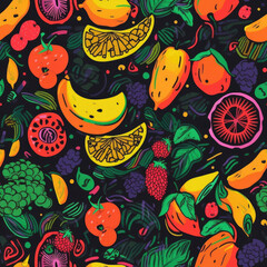 Seamless Fruit patterns in various art styles