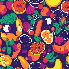 Seamless Fruit patterns in various art styles