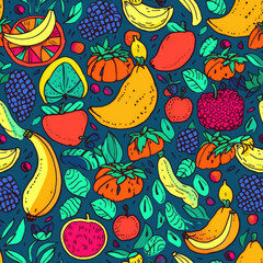 Seamless Fruit patterns in various art styles