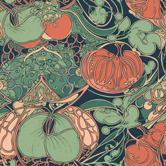 Seamless Fruit patterns in various art styles