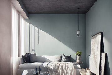 modern house concept, living room - Generative AI