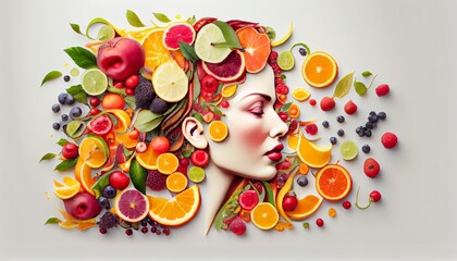 Human body silhouette made of healthy food