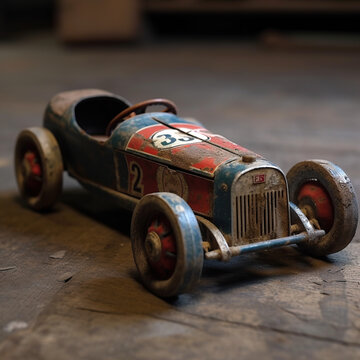 Antique Toy Race Car Generative AI