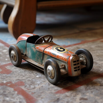 Antique Toy Race Car Generative AI