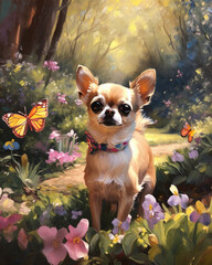 chihuahua in the garden