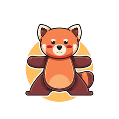 vector illustration of a cute red panda chef character posing as a goalkeeper, red panda mascot animal logo, cartoon animal