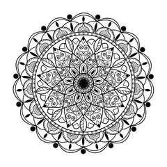 Black and white mandala vector for adult coloring book, mandala in bianco e nero su sfondo bianco da colorare  © rosangelaincusci
