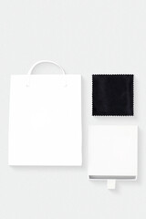 Mock-up of white shopping bag on neutral background