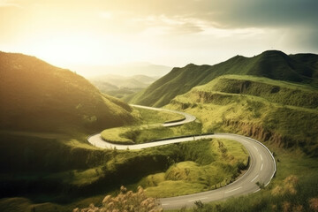 road in mountains. AI generative image