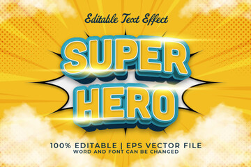 Super Hero 3d Editable Text Effect Cartoon Comic Style Premium Vector