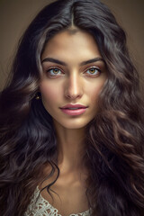 Fototapeta premium Beautiful iranian girl closeup portrait. Generative AI