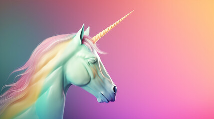 Obraz na płótnie Canvas Unicorn on the light pink background, postcard. Generative AI