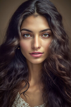 Beautiful iranian girl closeup portrait. Generative AI