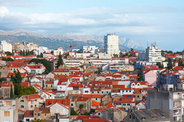 Split Croatia city view . Town houses with red roofs 