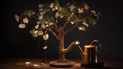 Bronze money tree craft Generative AI