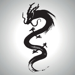 Dragon. 2024 Brush stroke vector illustration. Ink art. Chineses Year of the Dragon Ink Painting