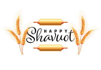 Happy Shavuot. Wheat. Judaic holiday Shavuot. Cute festive wreath Happy Shavuot